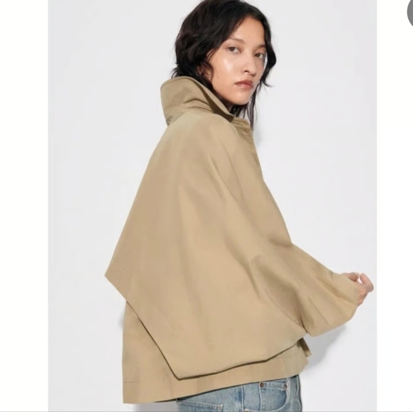 Zara Khaki Trench Cape Coat - Picture 2 of 9